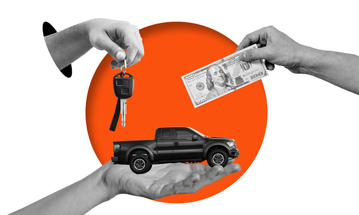 Truck and car key with orange circle background